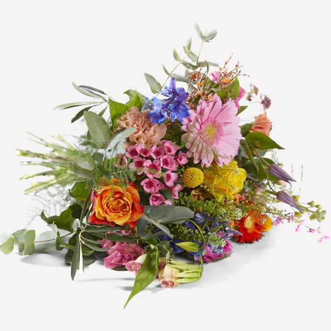 Colourful bouquet lying down