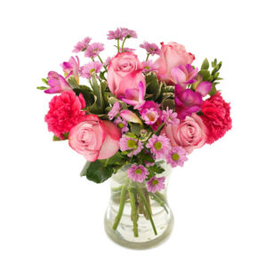 Boeket roze bloemen standaard