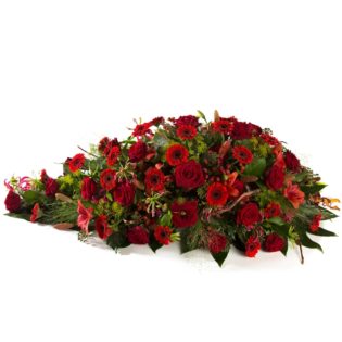 Red roses mourning arrangement